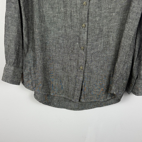 Silver Jeans Co. Emma-Boyfriend Fit Linen Blend Charcoal Long Sleeve XS Blouse - Picture 9 of 12